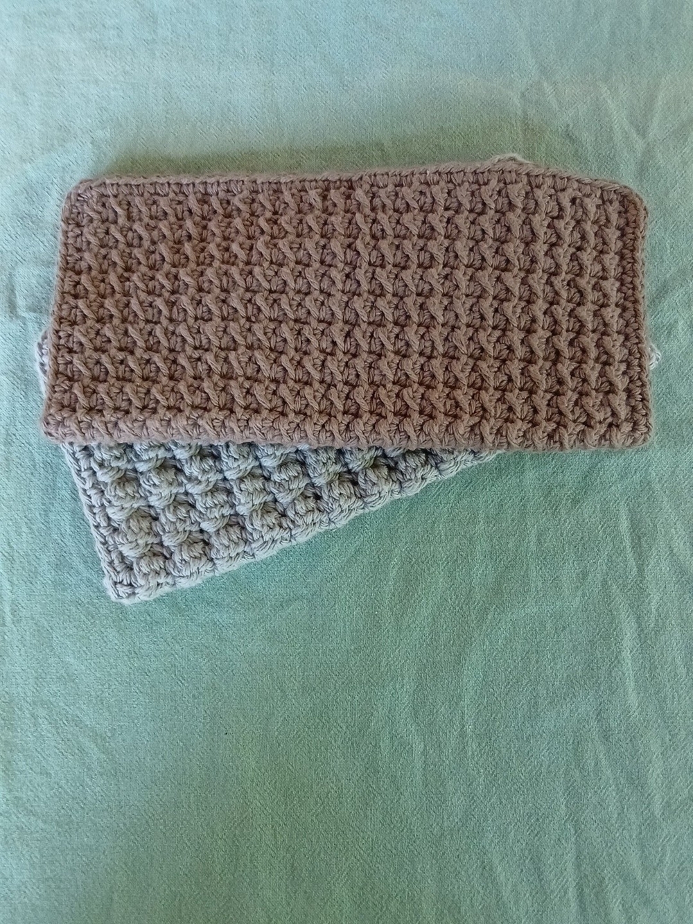 Hand Made Crochet Wash Cloths - Brown And Grey